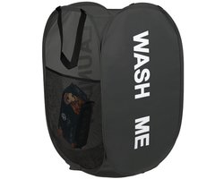 Wasmand opvouwbaar - 75L - Ademend polyester mesh - Met handvatten - Zwart