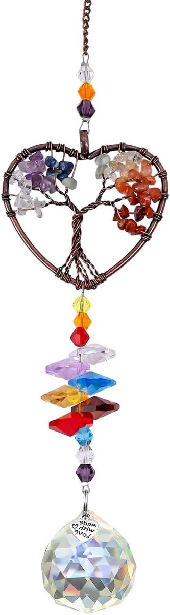Chakra Kristal Zonnevanger met 7 Kleuren, Regenboog Hangdecoratie voor Raam, Spiritueel Cadeau voor Huis en Tuin