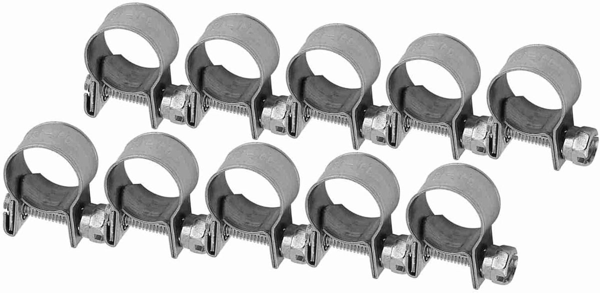 Hoesbevestiging en Slangklemmen Set van 10 Stuks, Roestvrij Staal 304 voor Siliconen Slangen, Lucht- en Brandstofslangen (11-13mm)