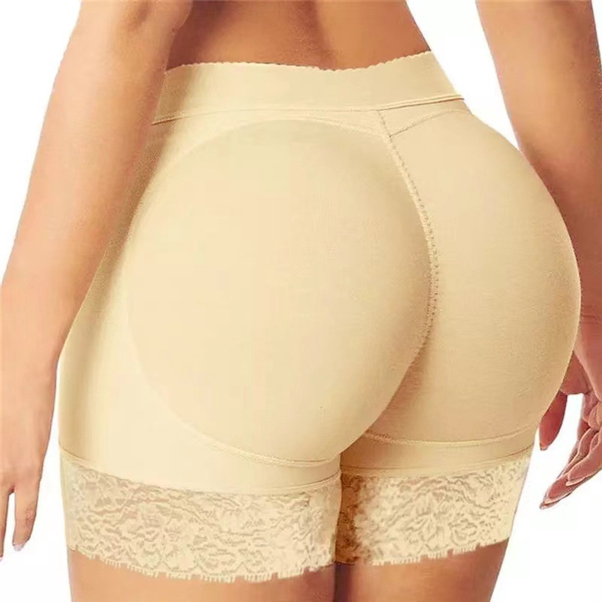 Buttlift broekje - Shapewear – Maat M - Onderbroek - Butt lifter - slipje met vulling - dames ondergoed - Volle billen - Butt lifter - Beige - LOUZIR