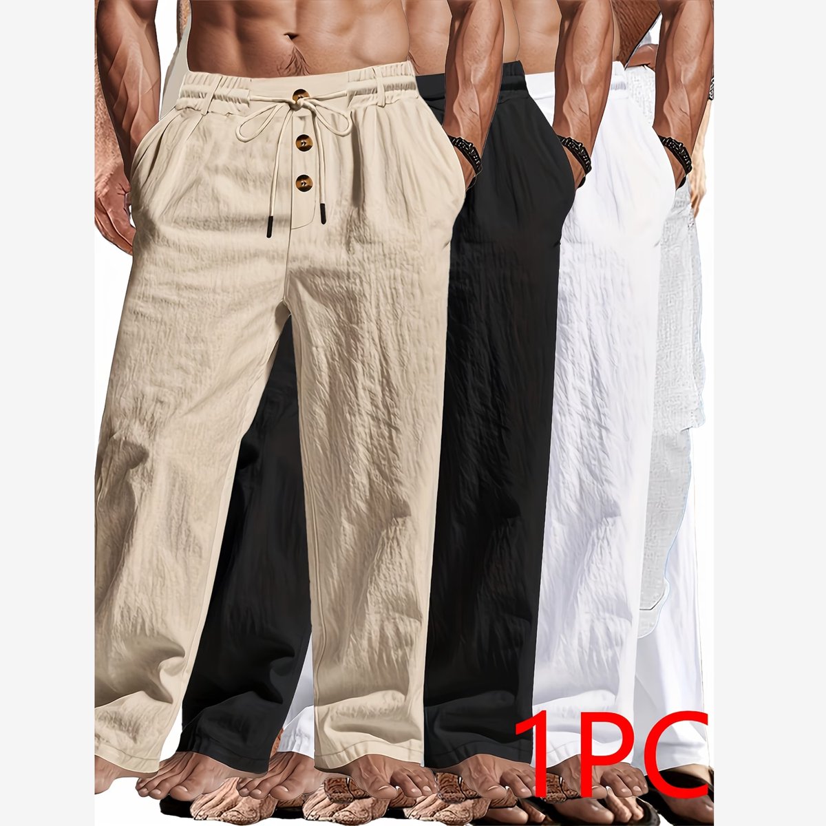 Currero Linnen Broek Heren - Zomerbroek - Volwassenen - Lange Broek - Pantalon - Strandbroek - Zomer - Ibiza Stijl - Wit L