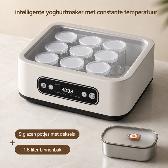 Sello! yoghurtmaker - probiotica - verbeterde darmgezondheid - nauwkeurige temperatuurregeling - timerfunctie - led-display - wit — afbeelding 4