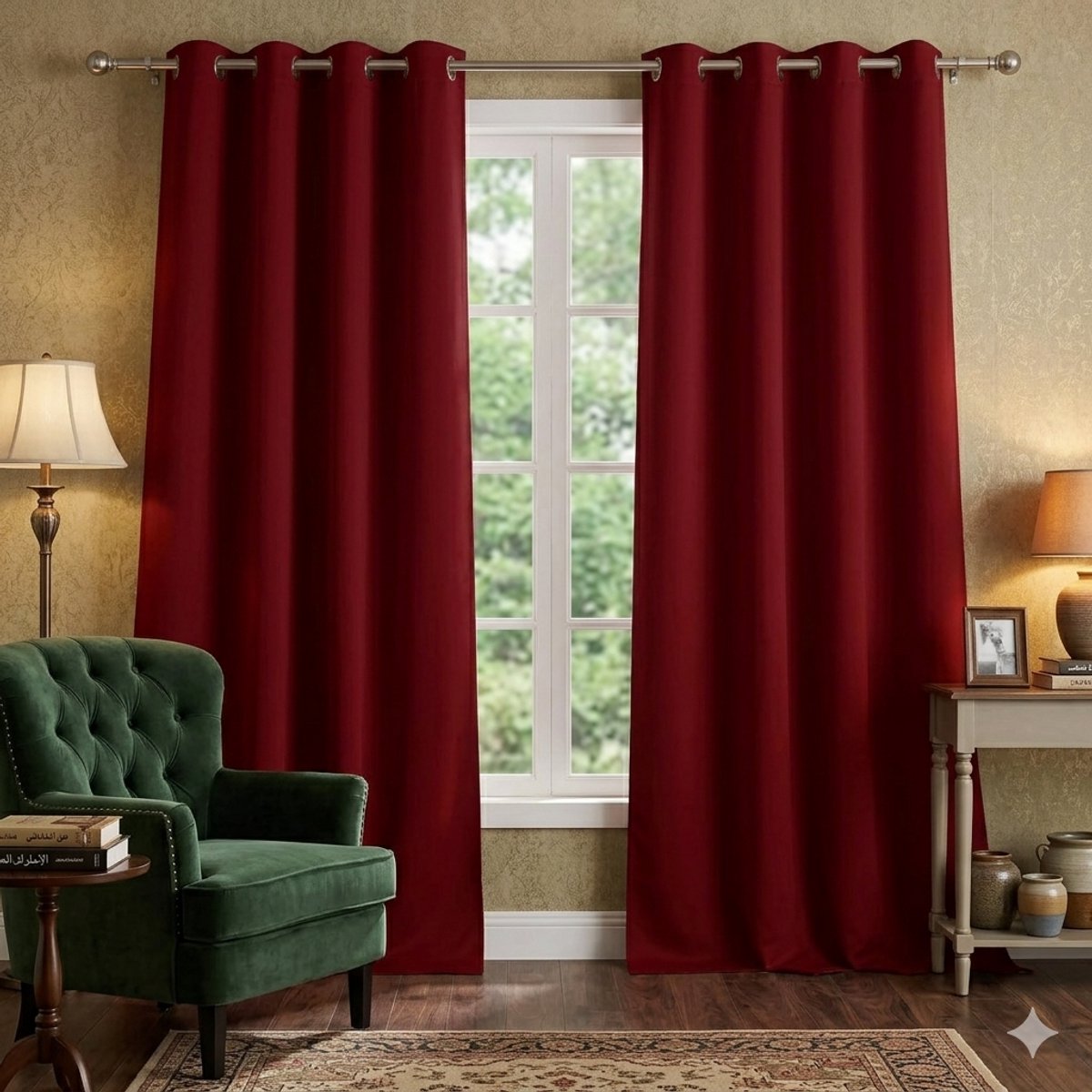 Maison Elara Rode Blackout Gordijn 140x245 cm - Thermische Isolatie - 2 Panelen - Oogjes - Maison Elara Rood