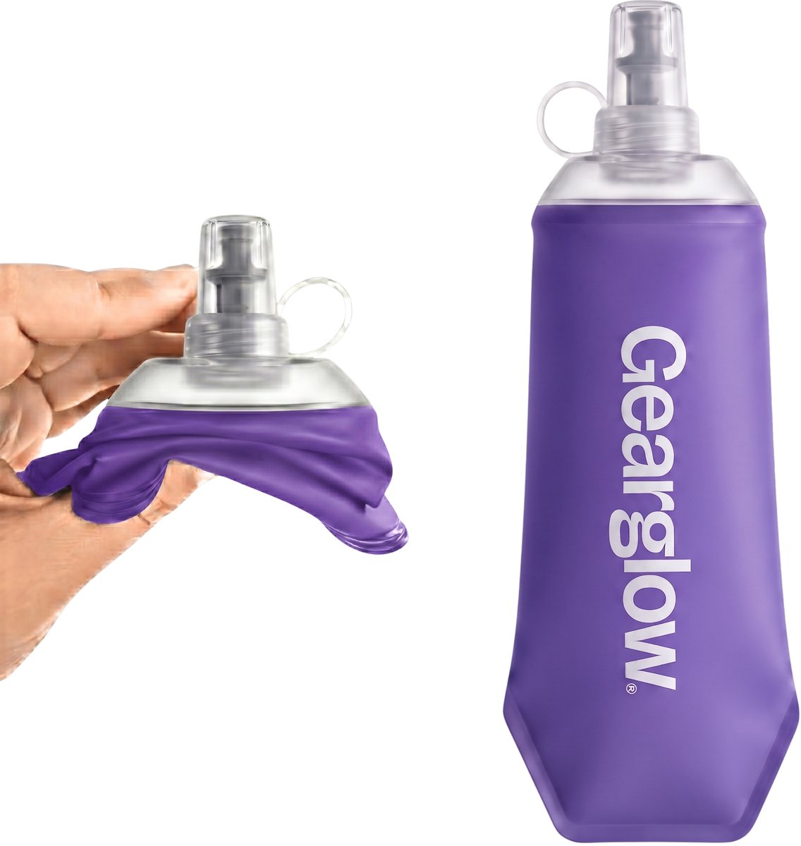 GearGlow® Soft Flask 500 ml - Opvouwbare Waterfles - Drinkfles Hardlopen - Opvouwbare Drinkfles - Paars