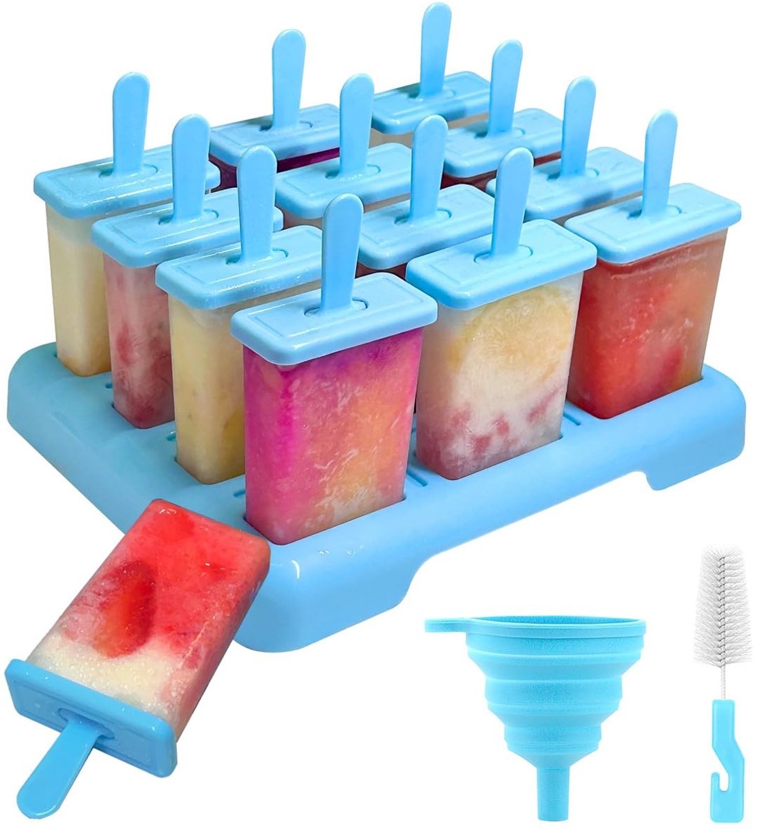 Dailygoods - IJsvormen met Stokjes - 12 Caviteiten voor Voedselveilig IJs en Lolly's