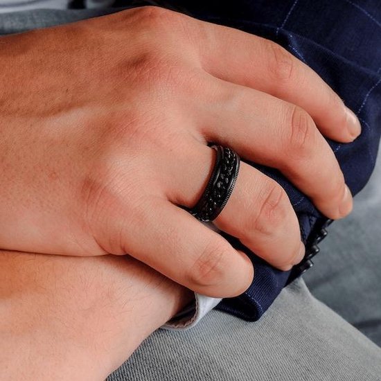 Ringen Mannen - Ring Mannen - Zwarte Ring - Ring Heren - Heren Ring - Ring - Ringen - Met Uniek Schakelmotief - Groov - Moorell