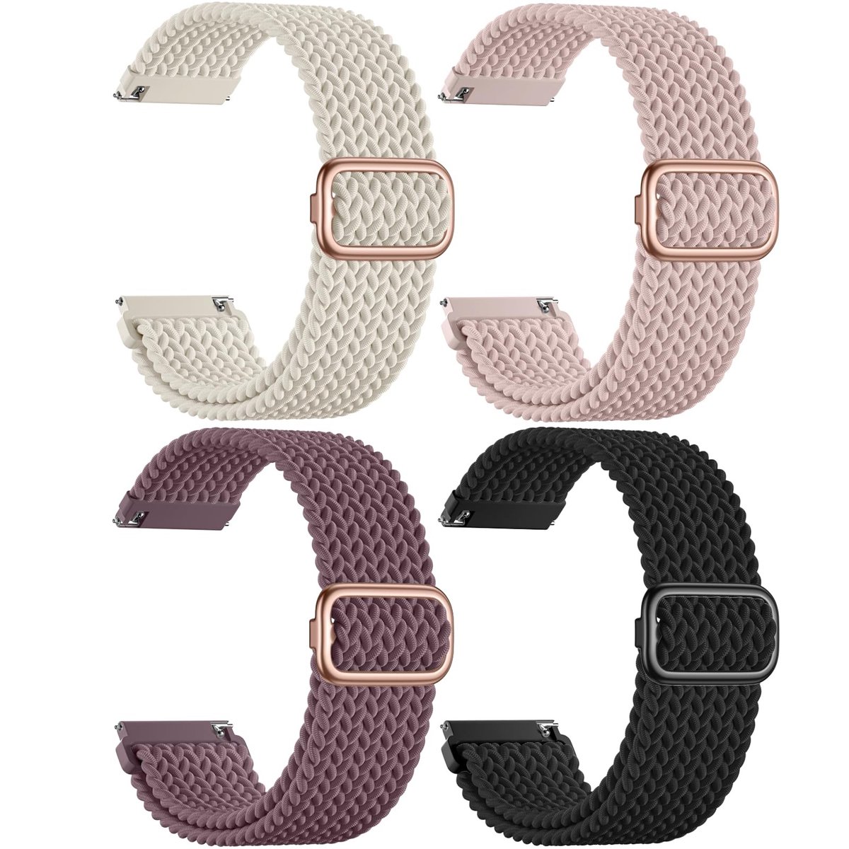 Dailygoods - Gevlochten Nylon Horlogebandje 20mm voor Garmin en Galaxy Watch