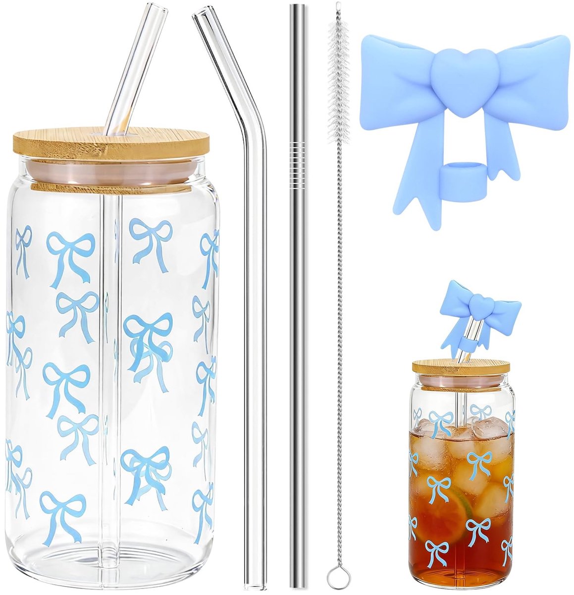 Dailygoods - Drinkglazen met Deksel en Rietje - Glazen Tumbler 40 ml
