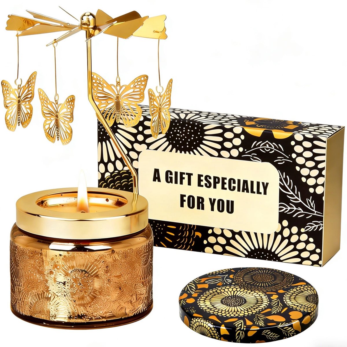 Dailygoods - Geurkaars met Vlinder - Luxe Rozengeur Cadeau voor Thuis