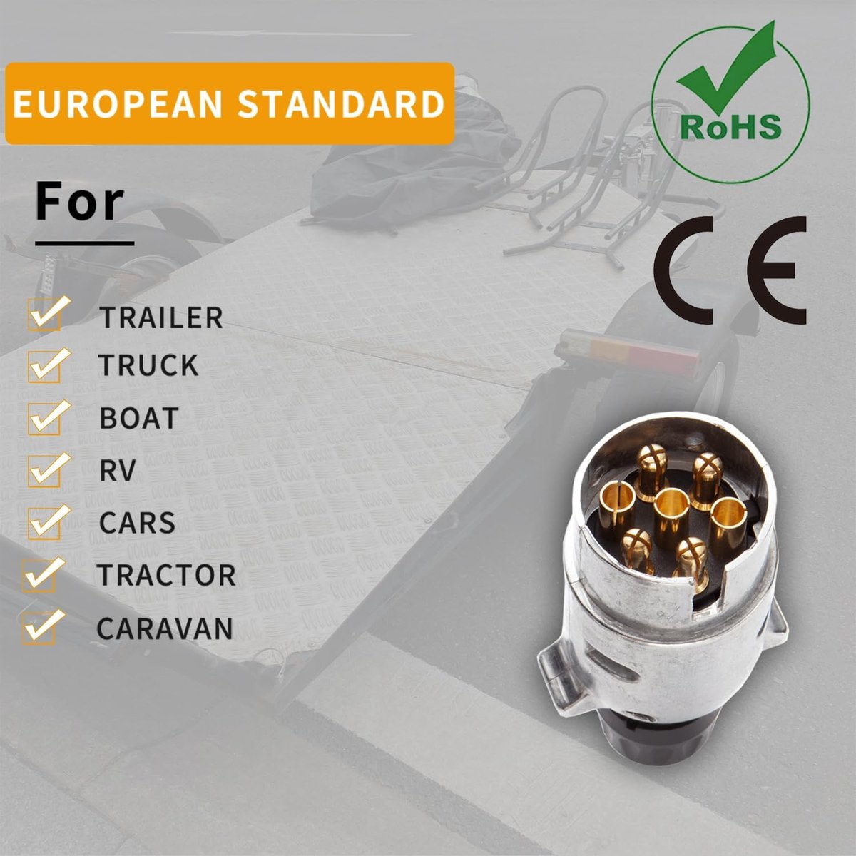 Aanhangerstekker - Aluminiumlegering - Waterdicht - 7-polig - Voor Auto's, Vrachtwagens en Caravans