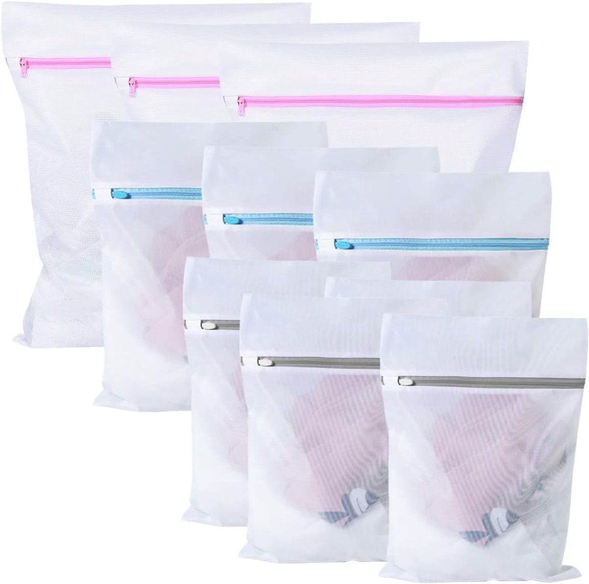 Waszakken Set - Polyester - Duurzaam en Scheurbestendig - Geschikt voor Delicate Kleding - Voor Gezinnen en Reizen