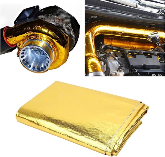 Reflecterende Warmtebarrière voor Hoge Temperatuur, Zelfklevende Warmteschild en Isolatie, Thermische Bescherming voor Autoslangen, 99 x 119 cm, Ideaal voor Motorruim en Uitlaat — afbeelding 3