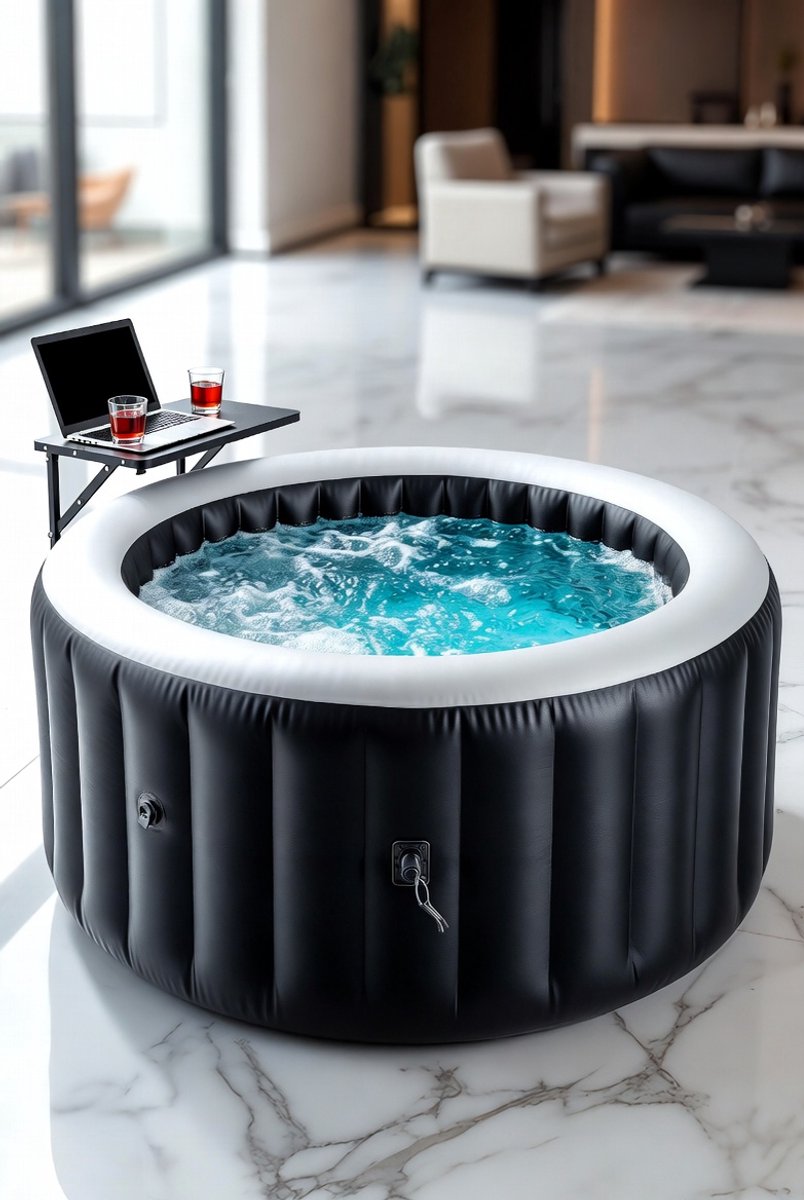 Whirlpool 190 x 120 x 63,5 cm | De Compacte Hot Tub met 120 Bruisende AirJets, Zwarte Thermocover & Energiezuinige Verwarming-Medahomestore