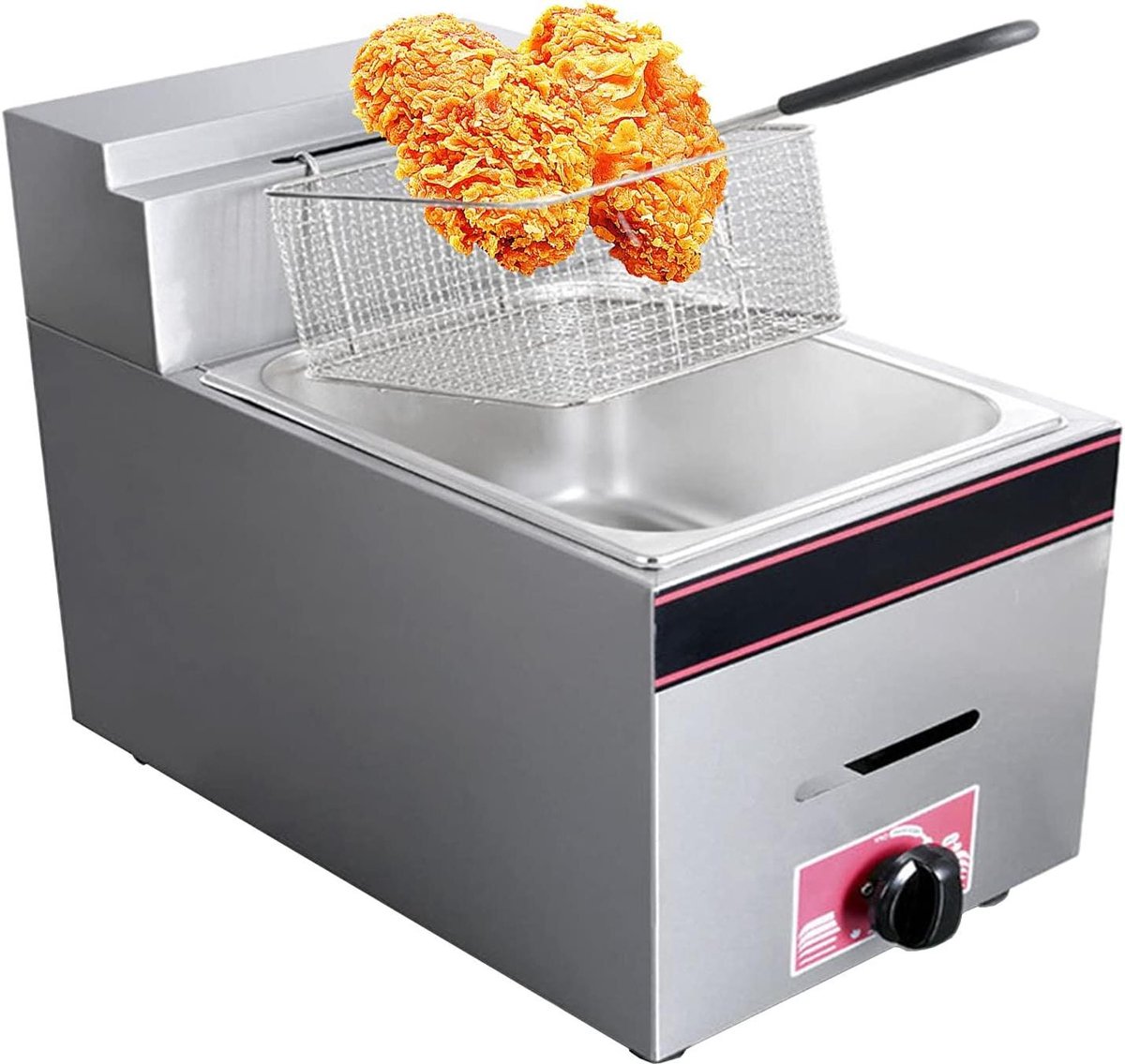Gas Frituurpan - Professionele Frituur - Thuis Frituren - Roestvrij Staal - 10L Tank - Zilver