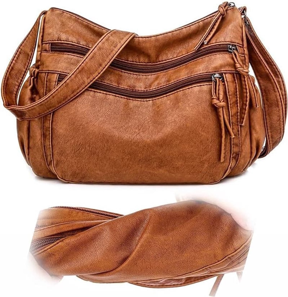 Crossbodytas - Retro schoudertas - Kleine dames schoudertas voor mobiele telefoon - Bruin