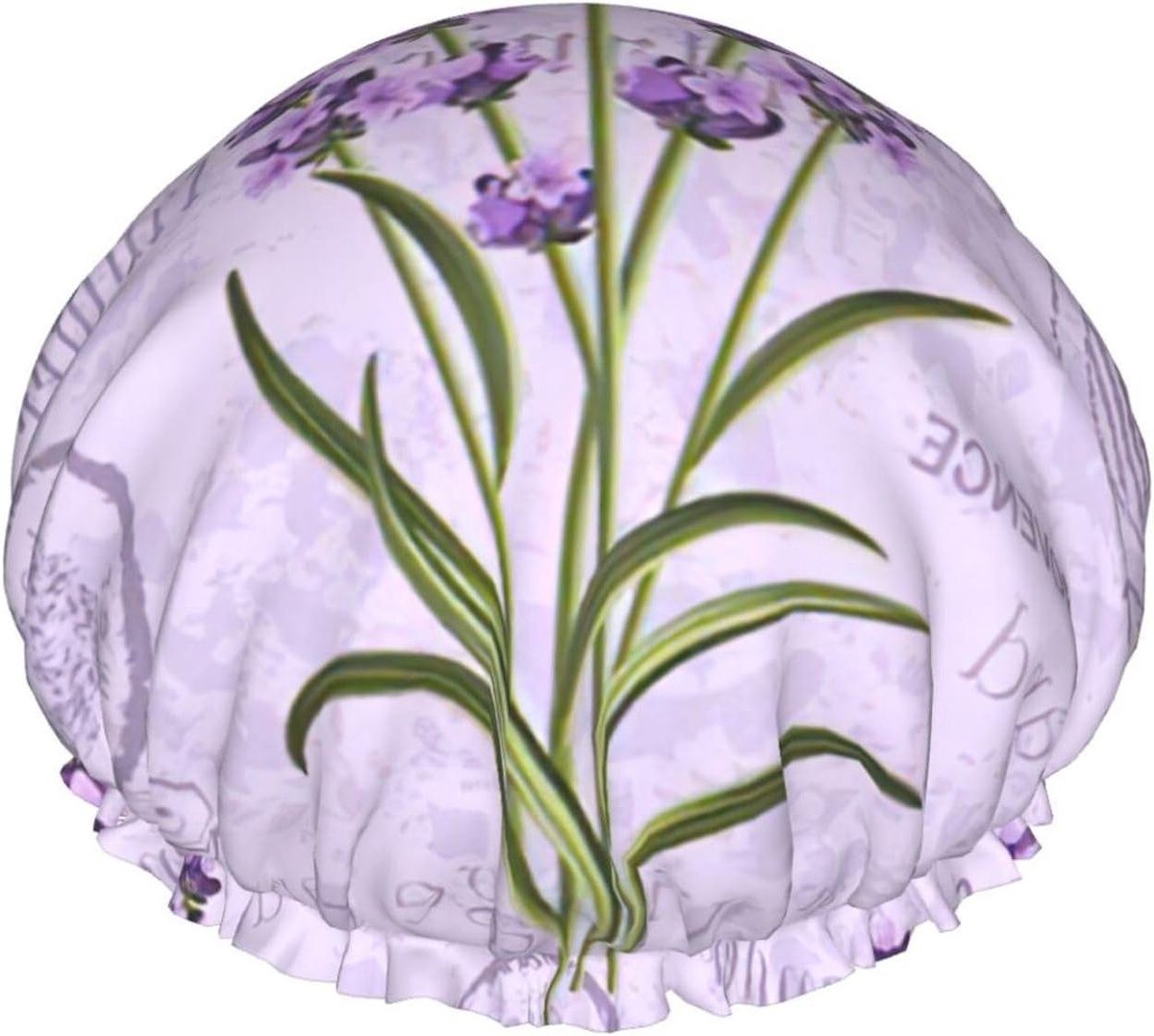 Douchemuts Dubbellaags - Badmuts Haar - Haar Droog Houden - Lavendel Stempel Print - 29 x 29 cm - Paars
