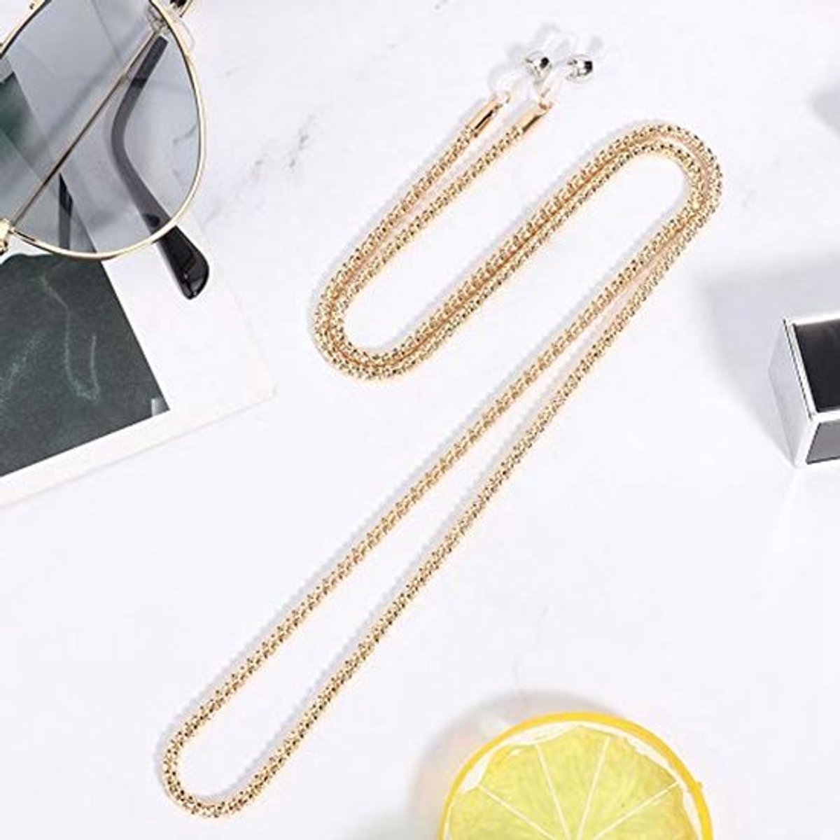 Overdreven Glazen Ketting, Gouden Oogglas Bril Ketting Leesbril Riem Draagbare Legering Glazen Ketting, voor Mannen Vrouwen, Goud