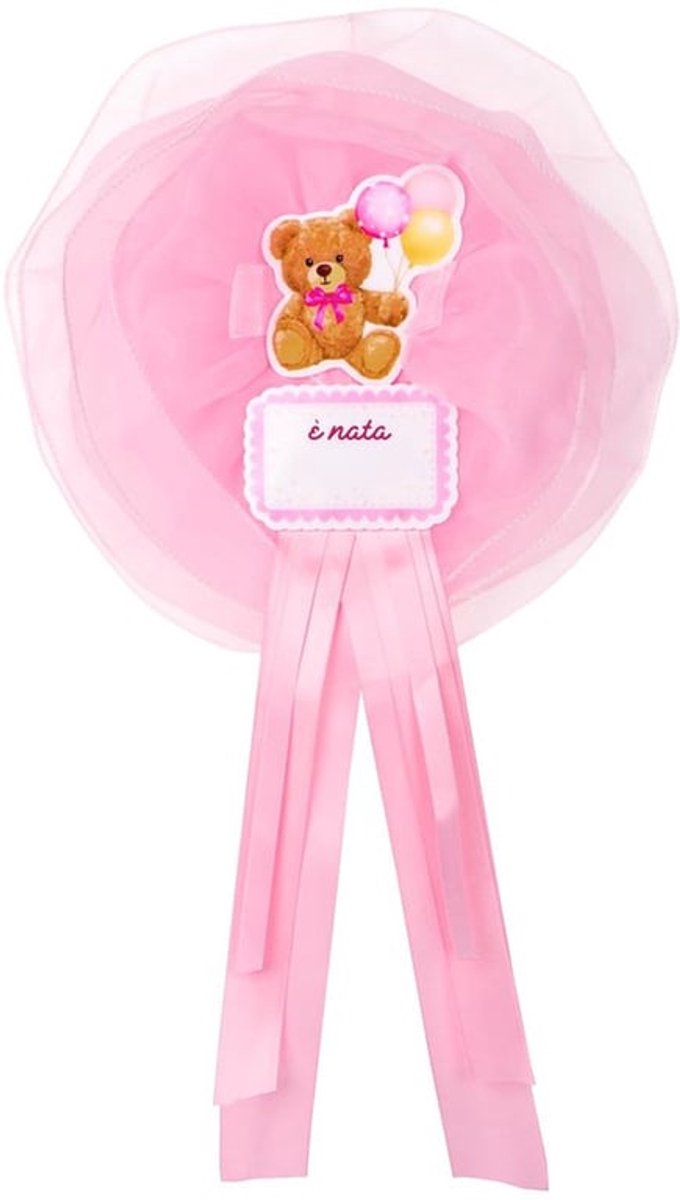 Geboorte Meisjes Roze Koken Bestellen Geboorte Buiten Strik Beer Pasgeboren met Naam Schrijfbare Decoratie Voorkeuren Geboorte Doop Hangend Deur Raam Roze