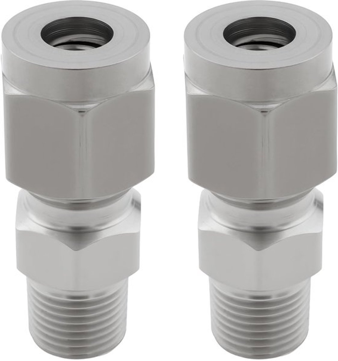 2 STKS 1/8NPT tot 1/4 Inch RVS Compressie Buis Fitting met Dubbele Adereindhulzen voor Diverse Piping Toepassingen