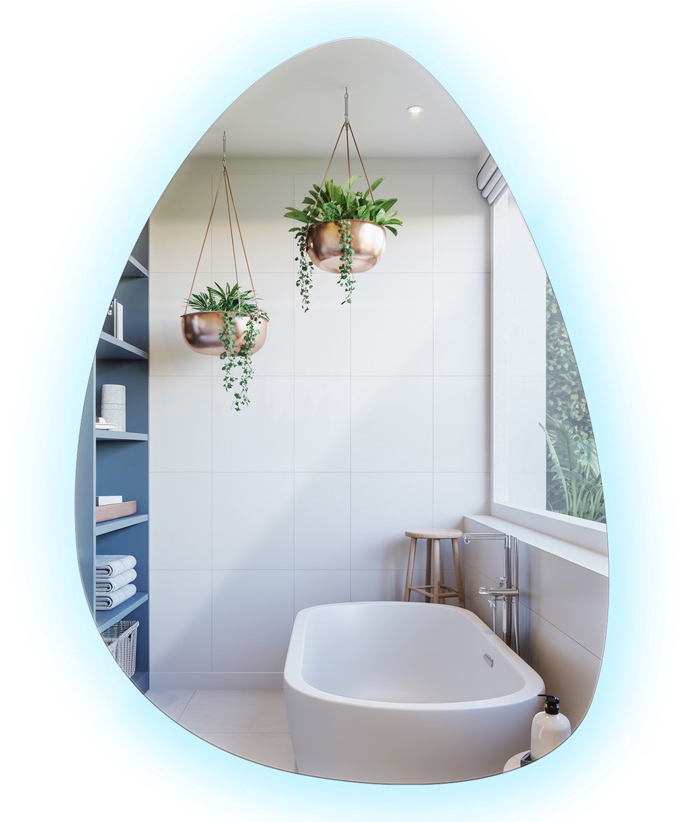 Coloray LED Spiegel - Organische Spiegel met Verlichting - 50 x 70 cm - LED Badkamerspiegel - Grote Organische Wandspiegel - Koud Wit 6500K - Moderne Spiegel