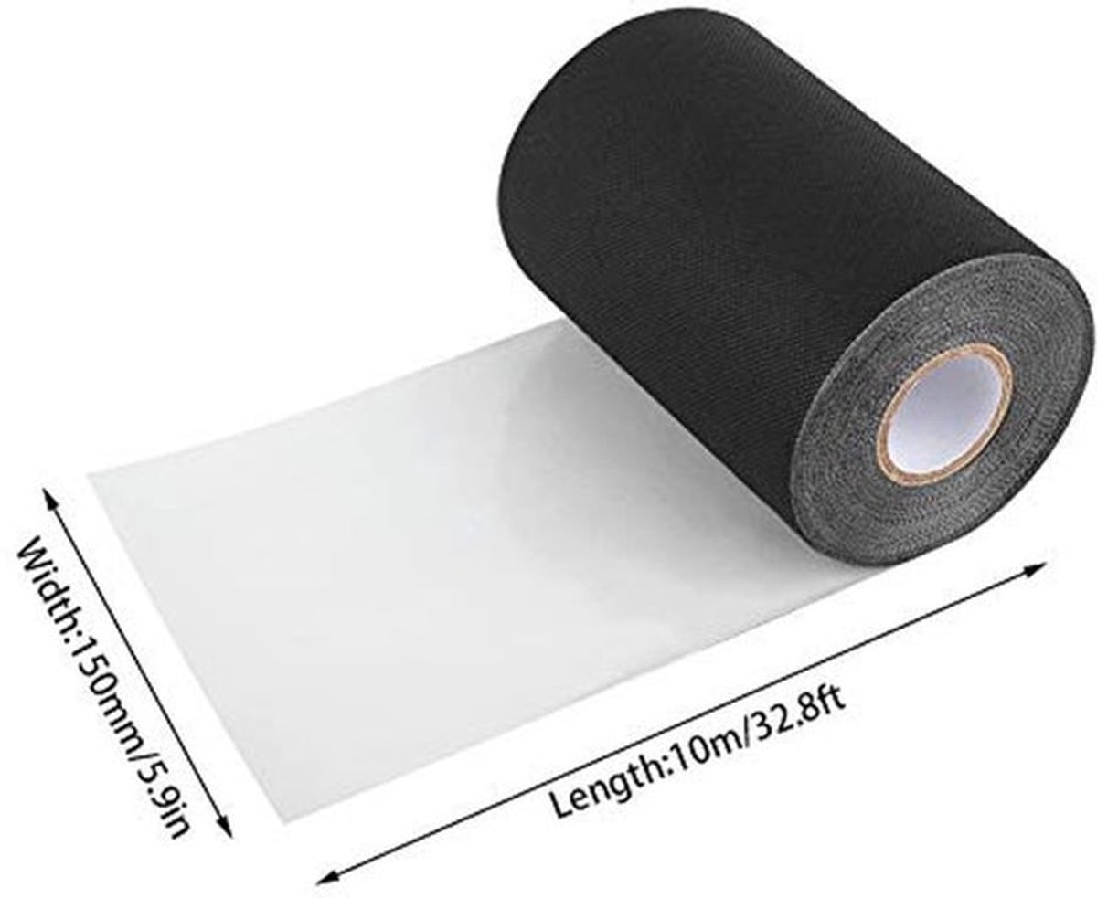 Voegenband voor kunstgras, 150 mm x 10 m, dubbelzijdig, voor tuin, astro en gazon, Zwart