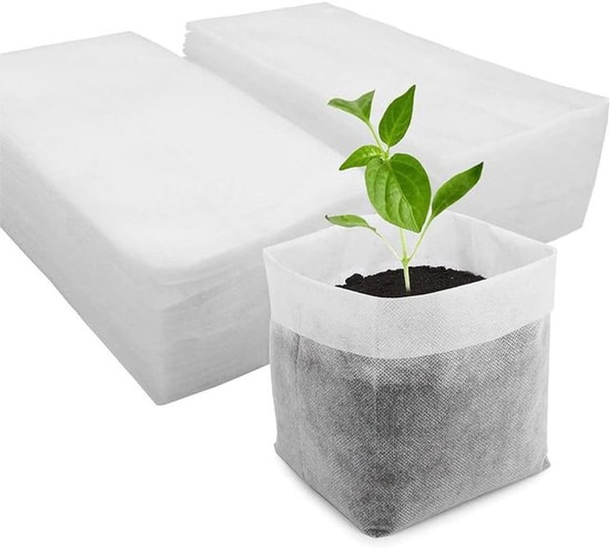 Milieuvriendelijke en afbreekbare zaailingzak voor het verplanten van zaadkiemen. Beschermt zaailingen tijdens groei - Planten voedingsbeker - Duurzaam materiaal - Eco-vriendelijk.