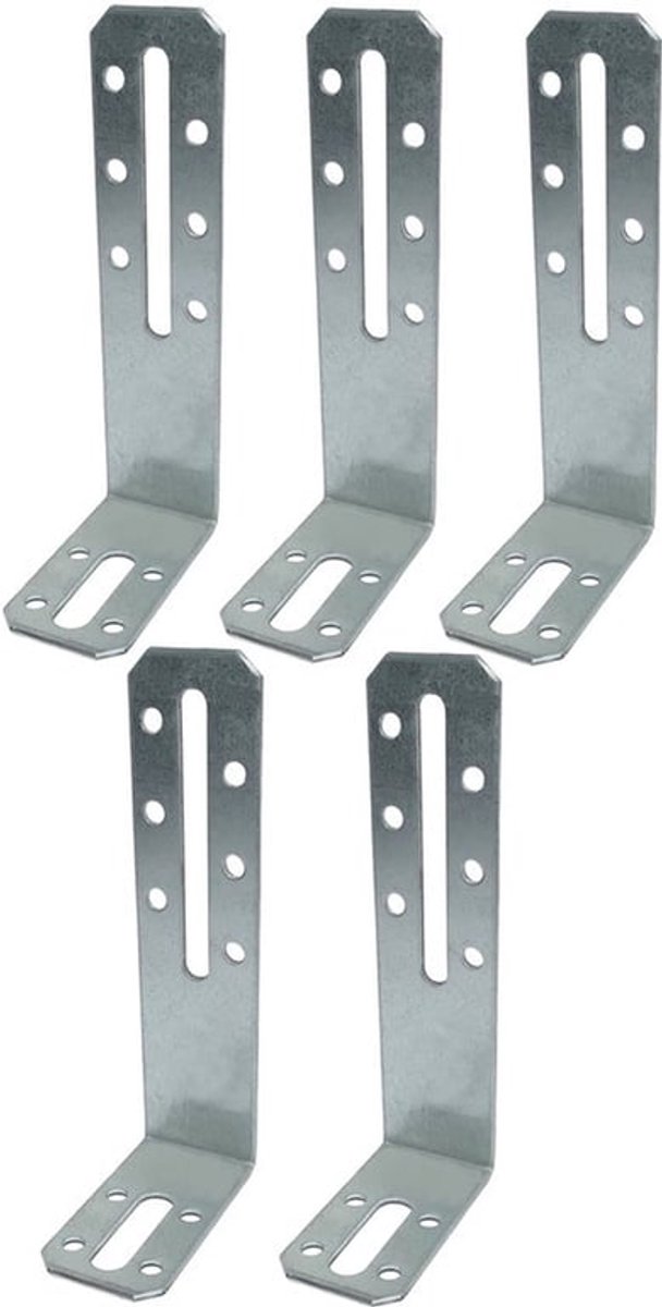C58919 - Set van 5 verstelbare montagebeugels 120x55x30x2 mm - met schuin afgeschuinde hoeken - voor gipsplaten