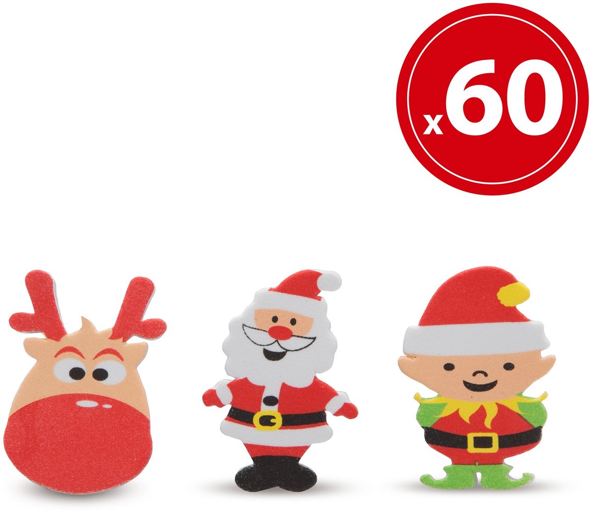 Schuimsticker - Kerstman - 60 stuks / pak 1 Stuks [55931B]