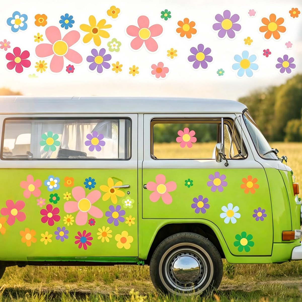 Waterdichte stickers voor auto en bloemen - 88 stuks - bloemmotief - personaliseert je spullen - SnelShoppen