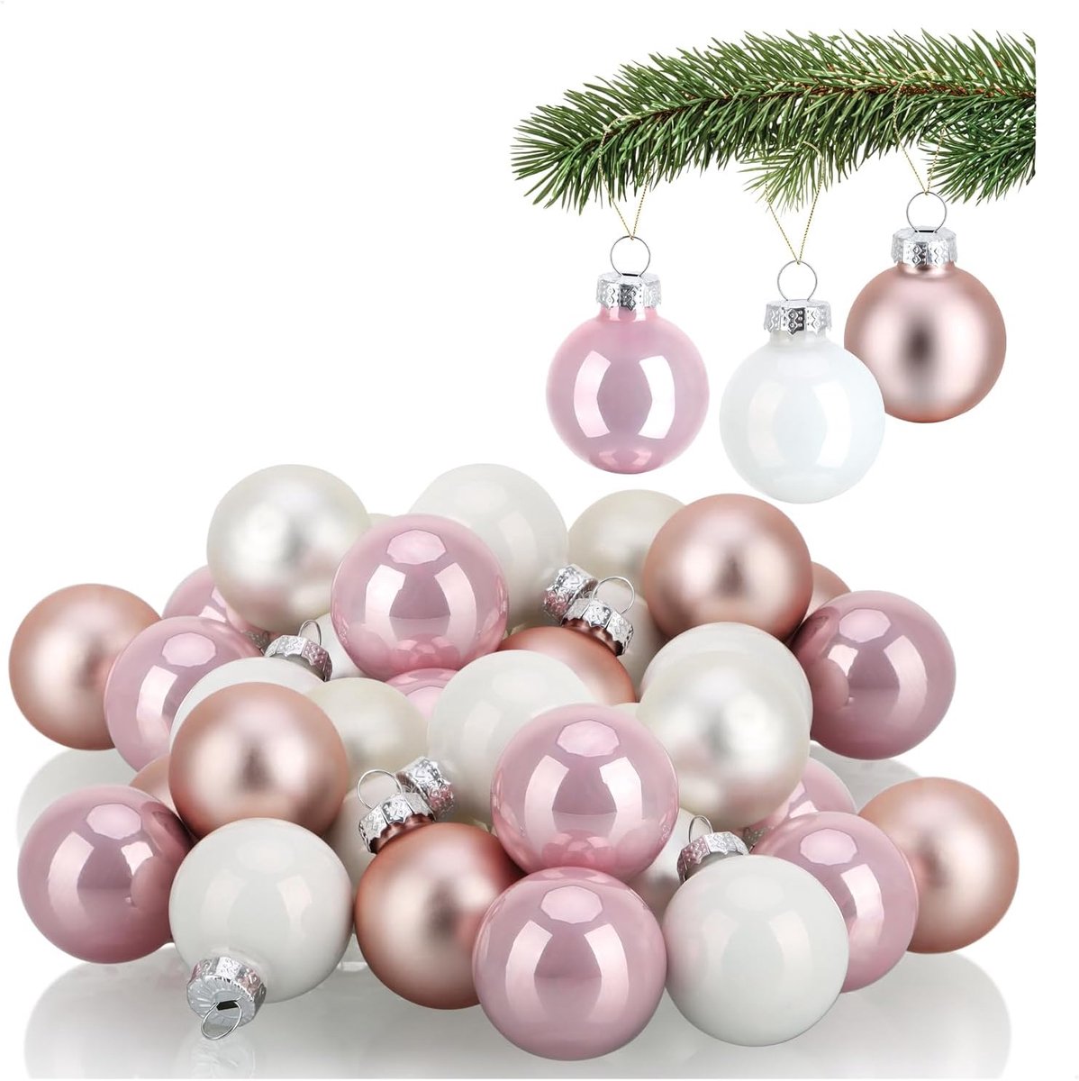 Thijox - 40x Kerstballen Mini Glazen Ø 3 cm - Kerstboomversiering - Kleine Kerstboomballen voor Feestdagen - Elegante Kerstdecoratie - Perfect voor Ke
