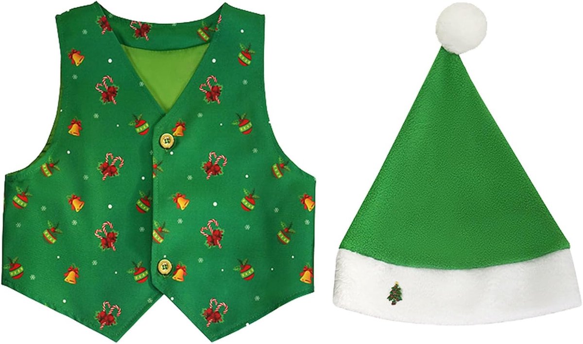 Baby strikje kostuumset - kerstprint - voor jongens en meisjes - feestelijke outfit voor speciale gelegenheden - SnelShoppen