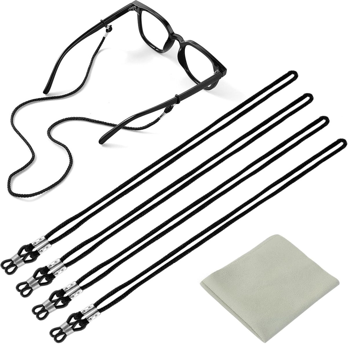 Brilkoord set van 4 - Zwart brillenkoord - Unisex - Ideaal voor buitenactiviteiten - SnelShoppen