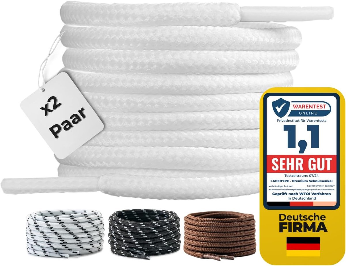 Ronde schoenveters 4 mm - premium polyester - scheurbestendig - ideaal voor werk- en sportschoenen - SnelShoppen