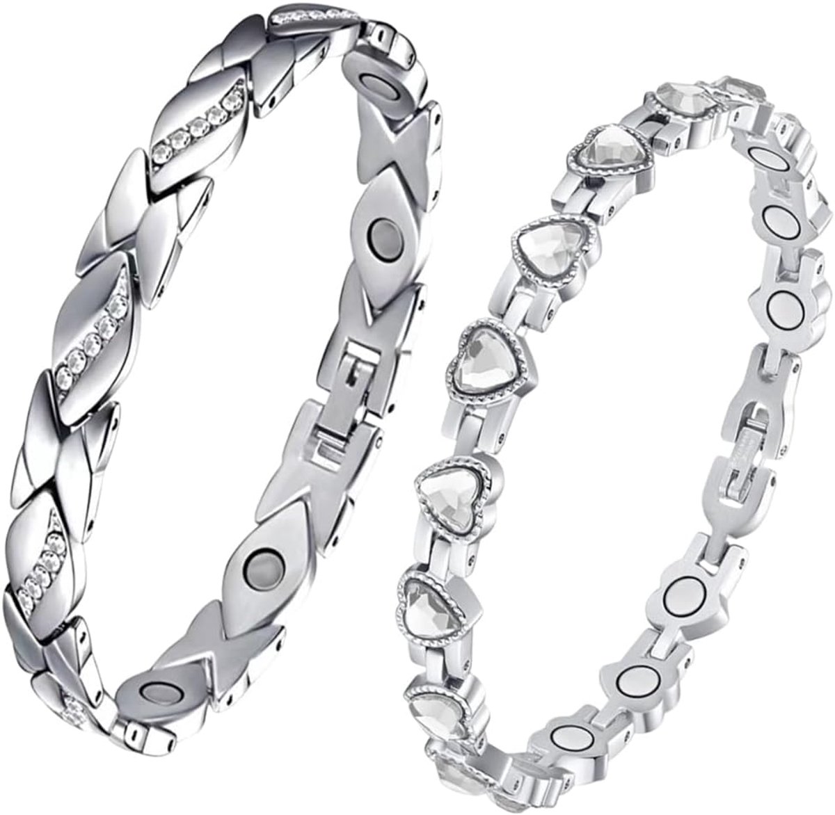 Vrouwenarmband 2 stuks - zilver - verstelbaar - ultra-sterke magneten - SnelShoppen