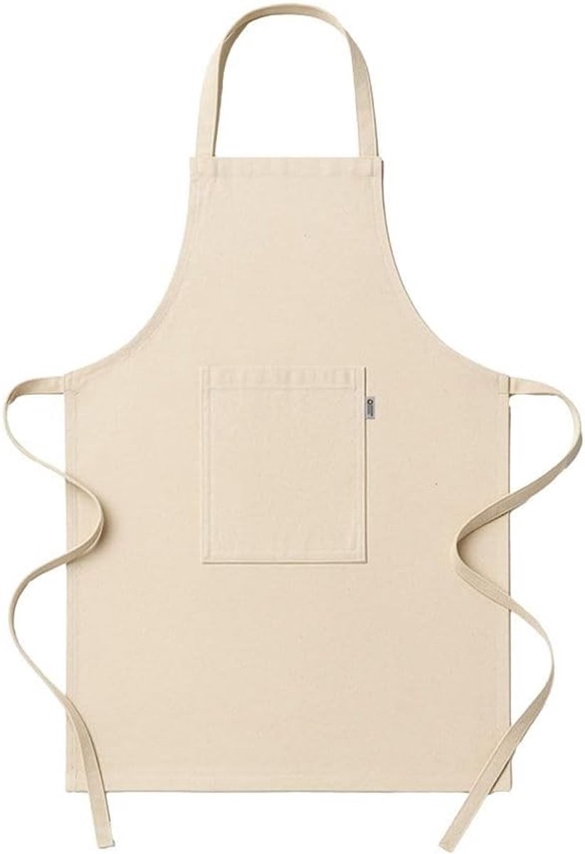Keukenschort 60 x 90 cm - zwart - gerecycled katoen - met voorvak, ideaal voor koken - SnelShoppen