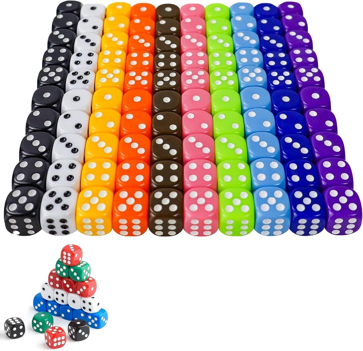Dobbelstenen set 100 stuks - 6-zijdige dobbelstenen 12mm - milieuvriendelijk acryl - perfect voor bordspellen - SnelShoppen