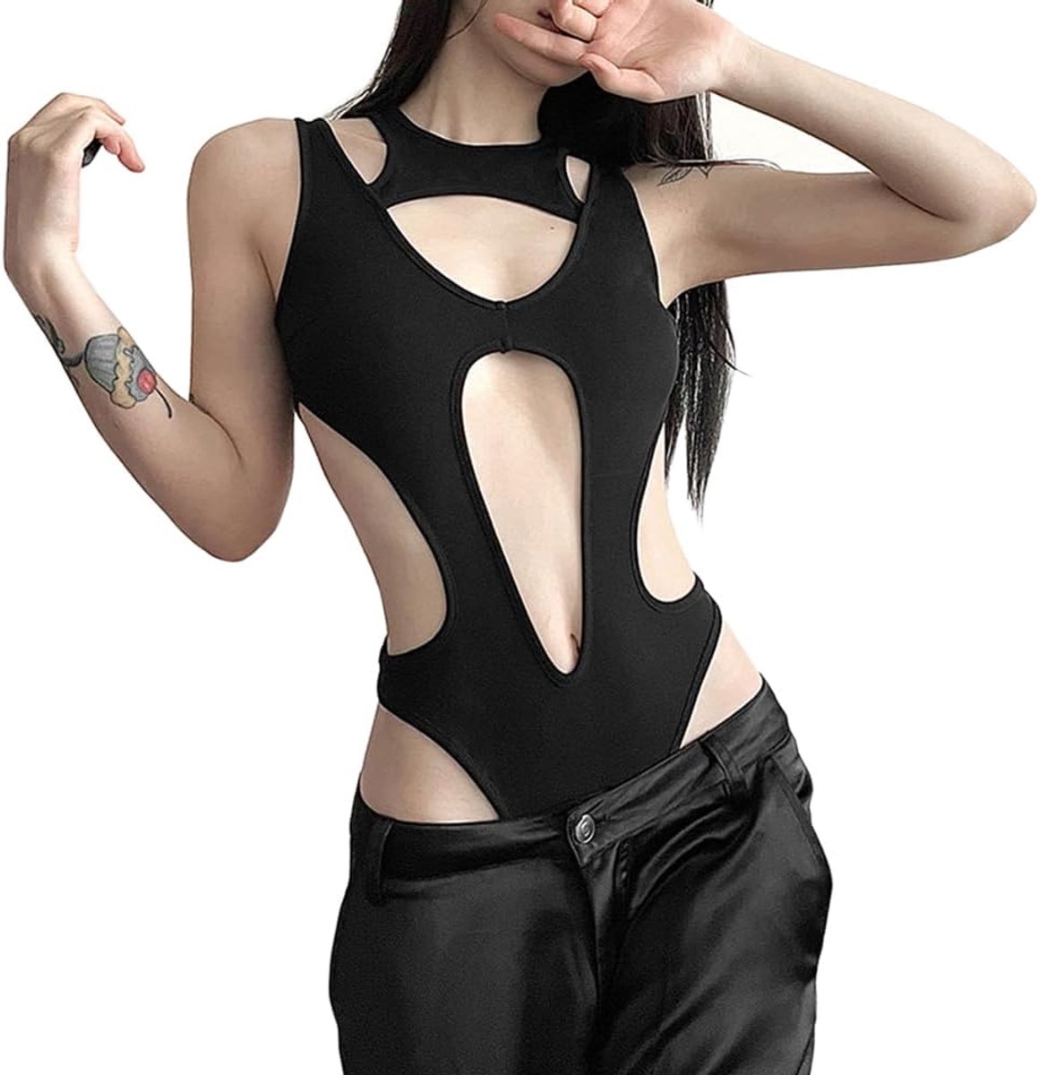 Bodysuit voor dames - Sexy hollow out - Zomer streetwear - Ideaal voor goth stijl - SnelShoppen