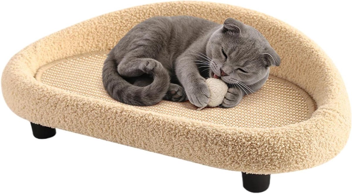 Krabmeubel Bank Katten - Sisal Lounge Nest - Meubels Beschermen - Vormvast Sisalvezel - 61x38x18 cm - Crèmekleurig