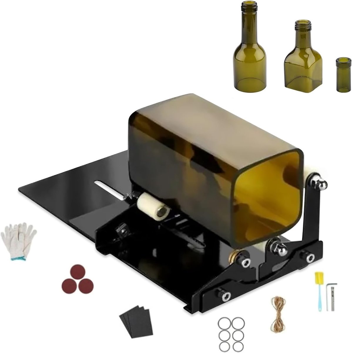 Glasfles snijder set - voor ronde en vierkante flessen - stabiele bevestiging - eenvoudig en nauwkeurig snijden - ShopVlot
