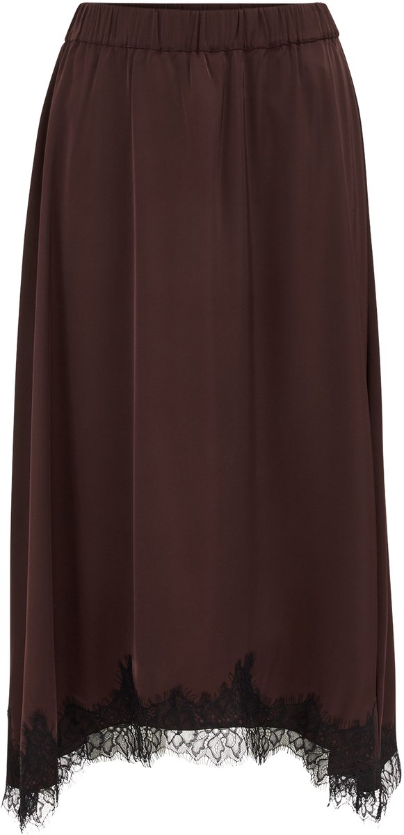WE Fashion Dames midi rok met satijnen look en kant