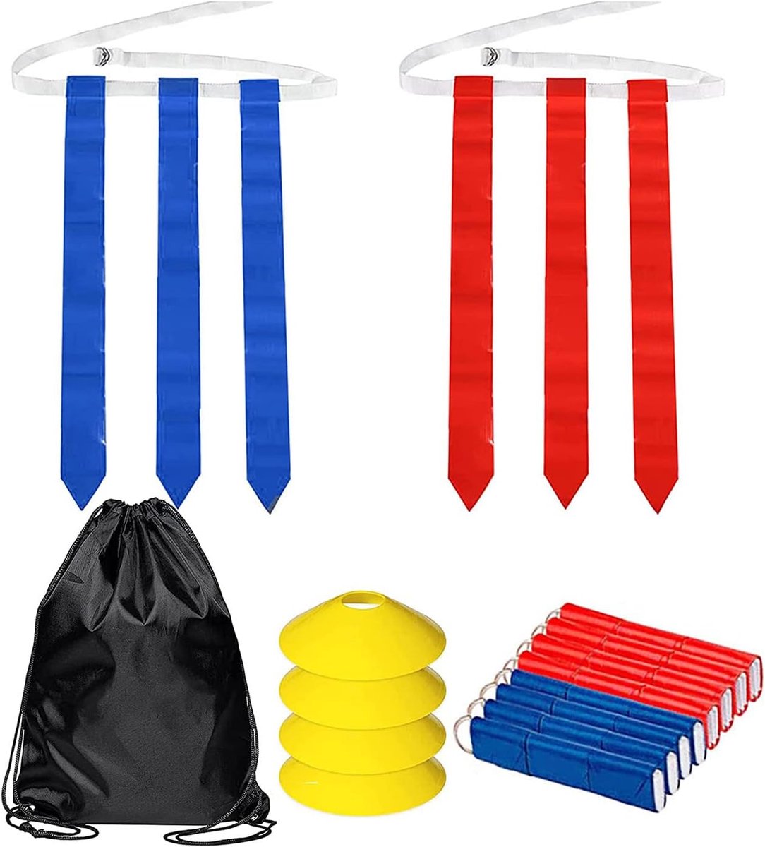 Vlaggenvoetbalset 14-delig - 42 vlaggen - contactloze matchplay-vlaggenriem - ideaal voor teamsport - ShopVlot