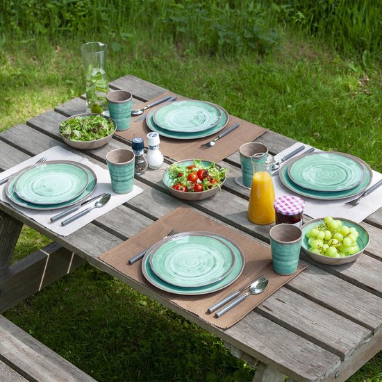 Bo-Camp Serviesset Halo 12-Delig - Lichtgewicht Camping Servies voor Buiten en Reizen - Complete Tafelservies Set met Borden, Bekers en Schalen - Duurzaam Kunststof Servies voor Caravan, Kamperen e van Bo-Camp — afbeelding 2