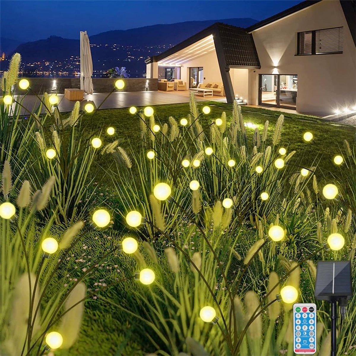 Solar Lamp Tuin - 4 Stuks - 6 LEDs - 8 Verlichtingsmodi - Sfeervolle verlichting voor buiten - ShopVlot