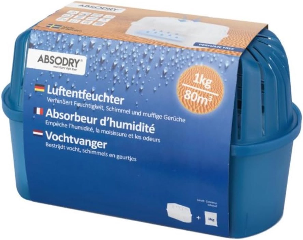 Ontvochtiger 1000g - Compact formaat - Tot 30 m² - Ideaal voor vochtbestrijding - ShopVlot