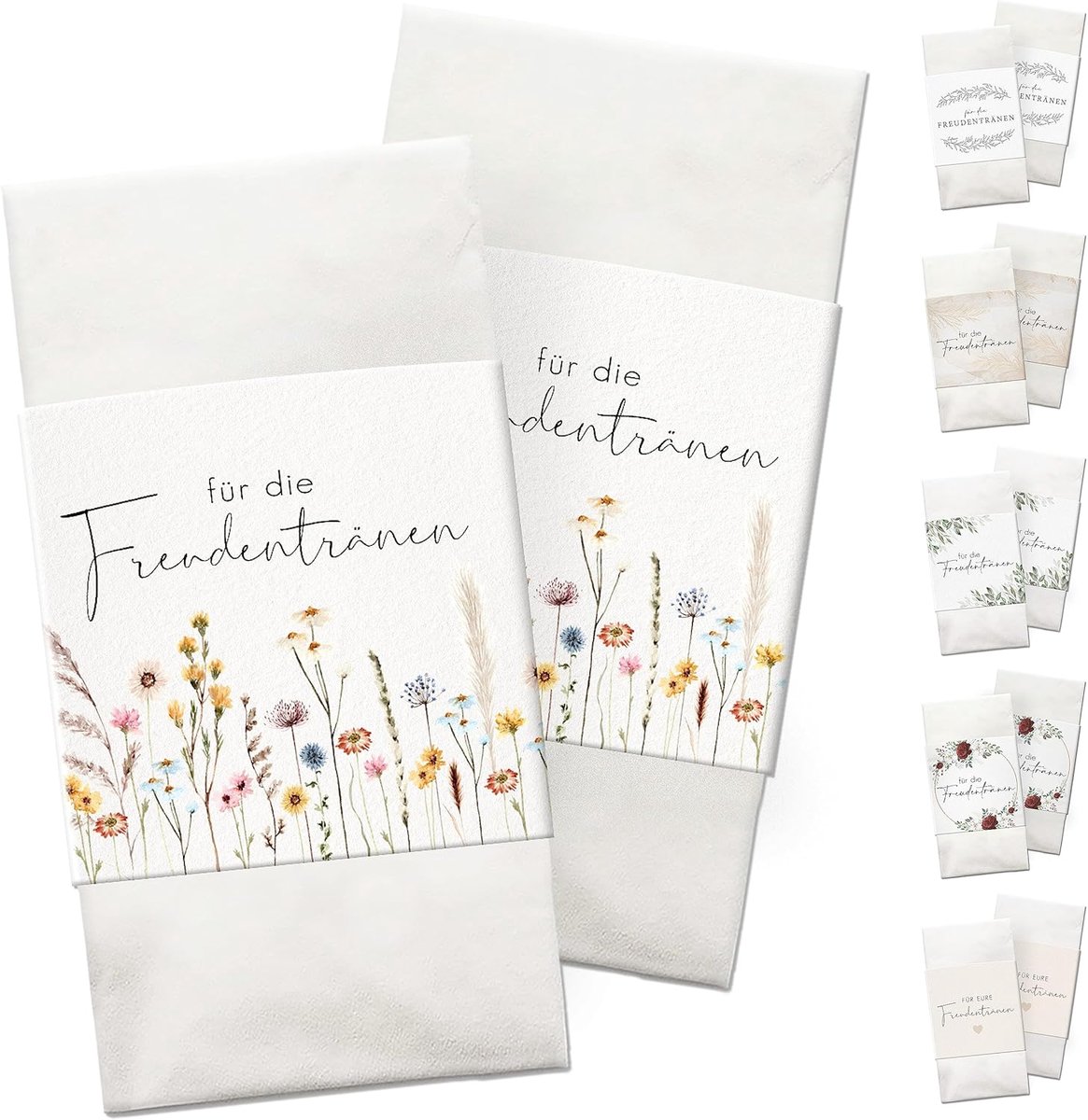 Zakdoeken bruiloft vreugdetranen 50 stuks - vintage - met banderol en plakpunten - perfect voor emotionele momenten - ShopVlot