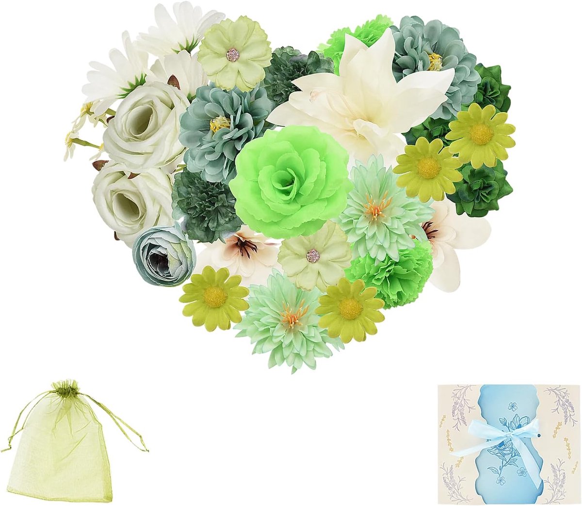 Kunstbloemkoppen 40 stuks - Diverse bloemen - Hoogwaardige zijde - Perfect voor decoraties - ShopVlot