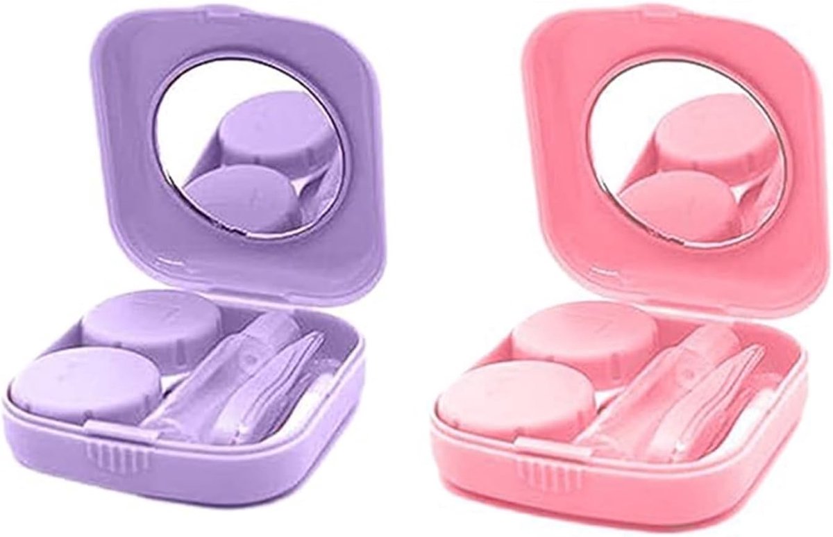 Contactlenshouder set 2 stuks - Mini box voor reizen - Hygienisch en compact - Ideaal voor onderweg - ShopVlot