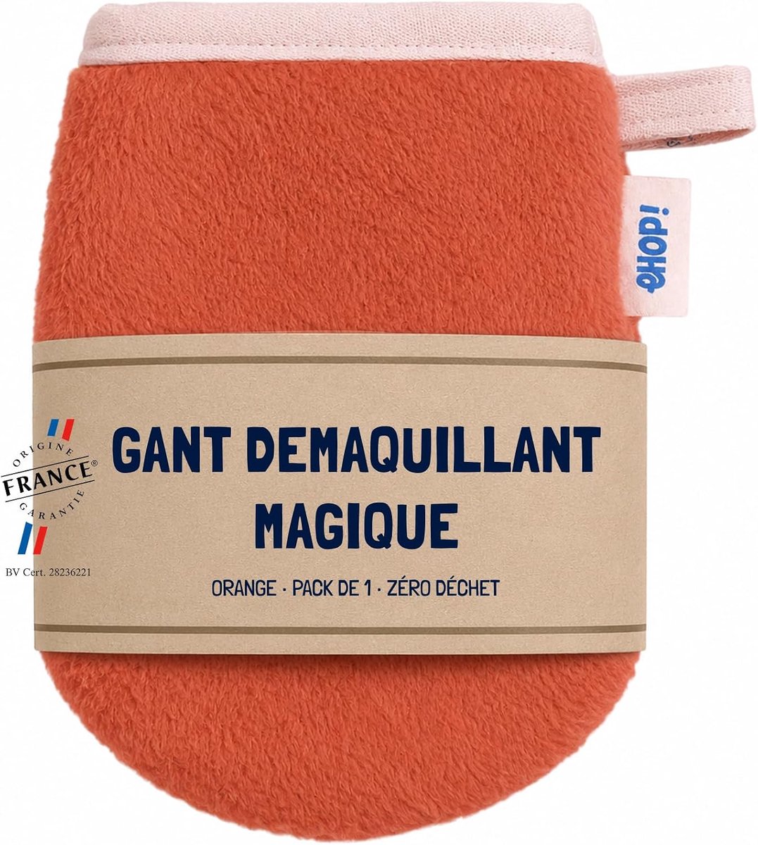 Make-up remover handschoen - set van 1 - oranje - reinigt alleen met water - geschikt voor gevoelige huid - ShopVlot