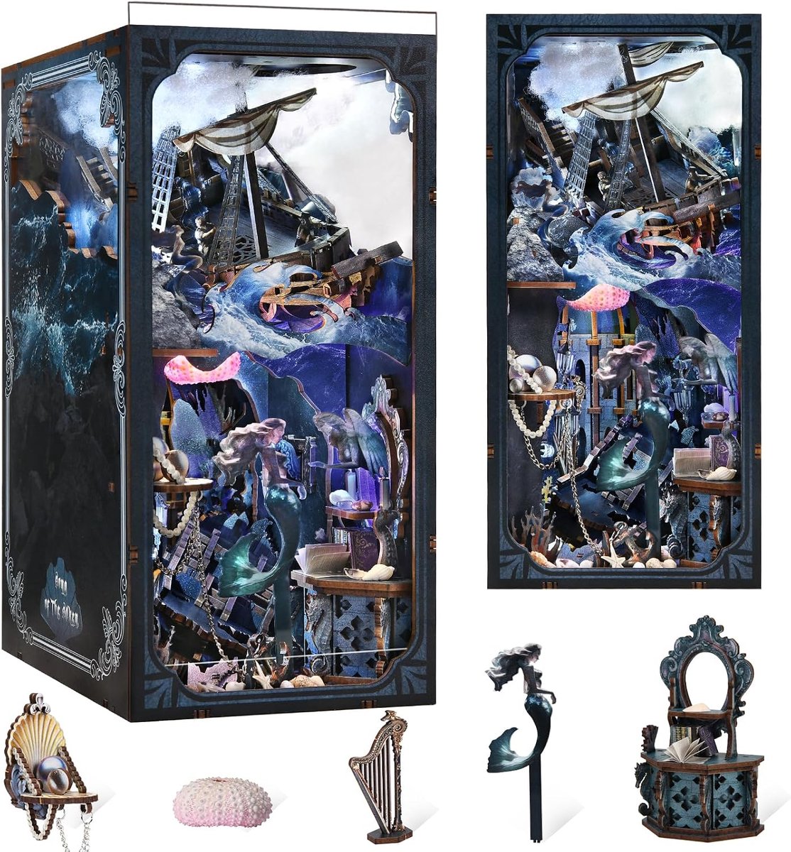 Boeknook bouwset - 3D miniatuur boekenkast - LED verlichting - Creatieve decoratie voor boekenliefhebbers - ShopVlot