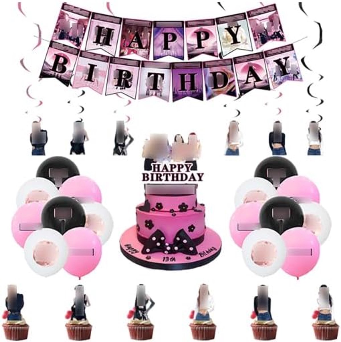 Verjaardagsdecoratie set - ballonnen en banner - kleurrijke spiralen - perfect voor feesten - ShopVlot